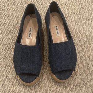 Miu Miu Denim Platform Espadrilles